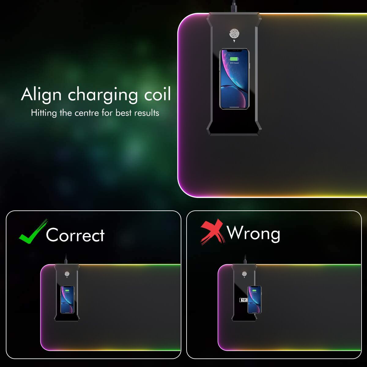 10W RGB Wireless Charging Mouse Pad - Afbeelding 7
